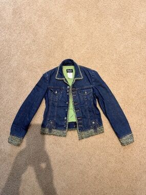Dolce & Gabbana Dark Blue Denim Jacket with Lime Green Lining